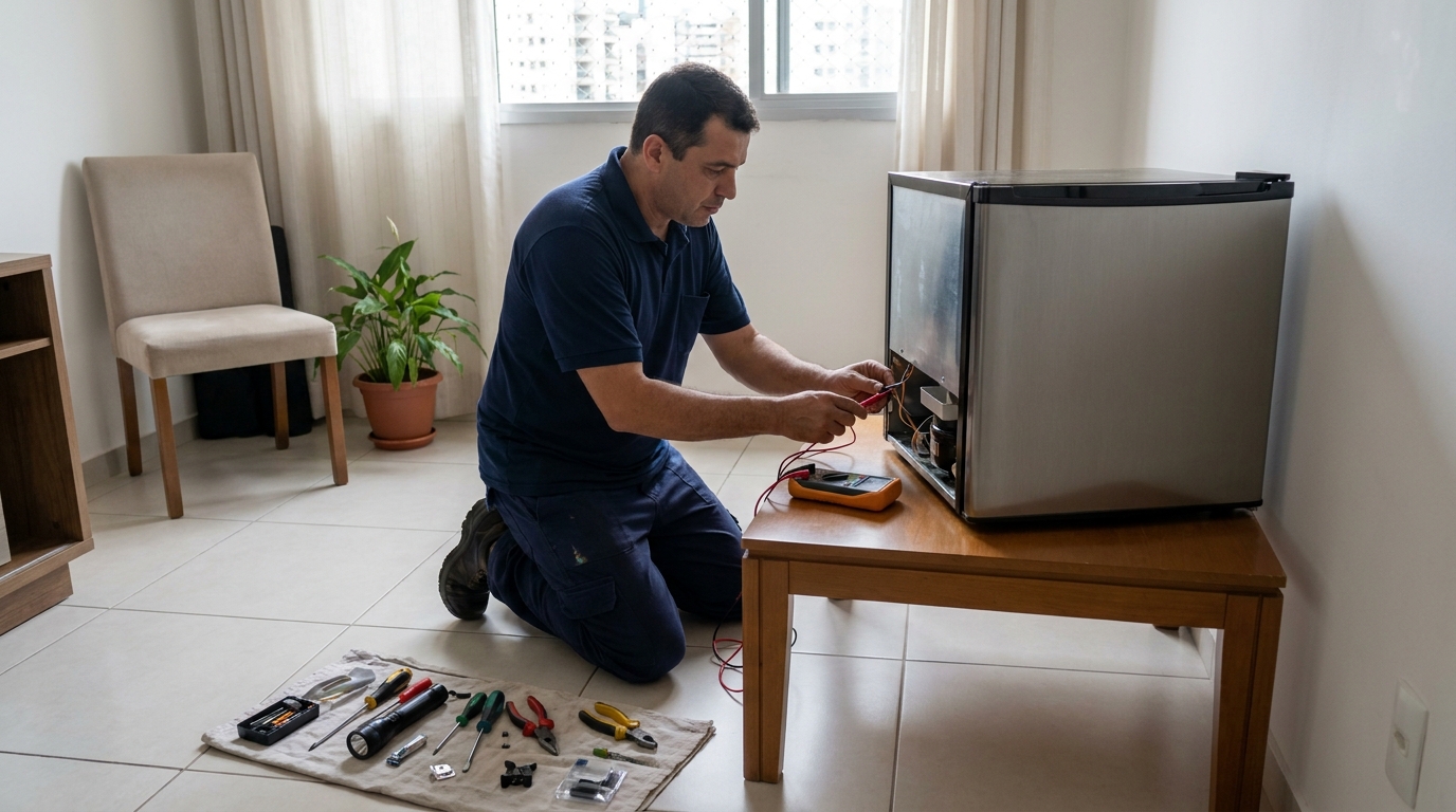 Técnico de conserto de frigobar em residência em Serra‑ES